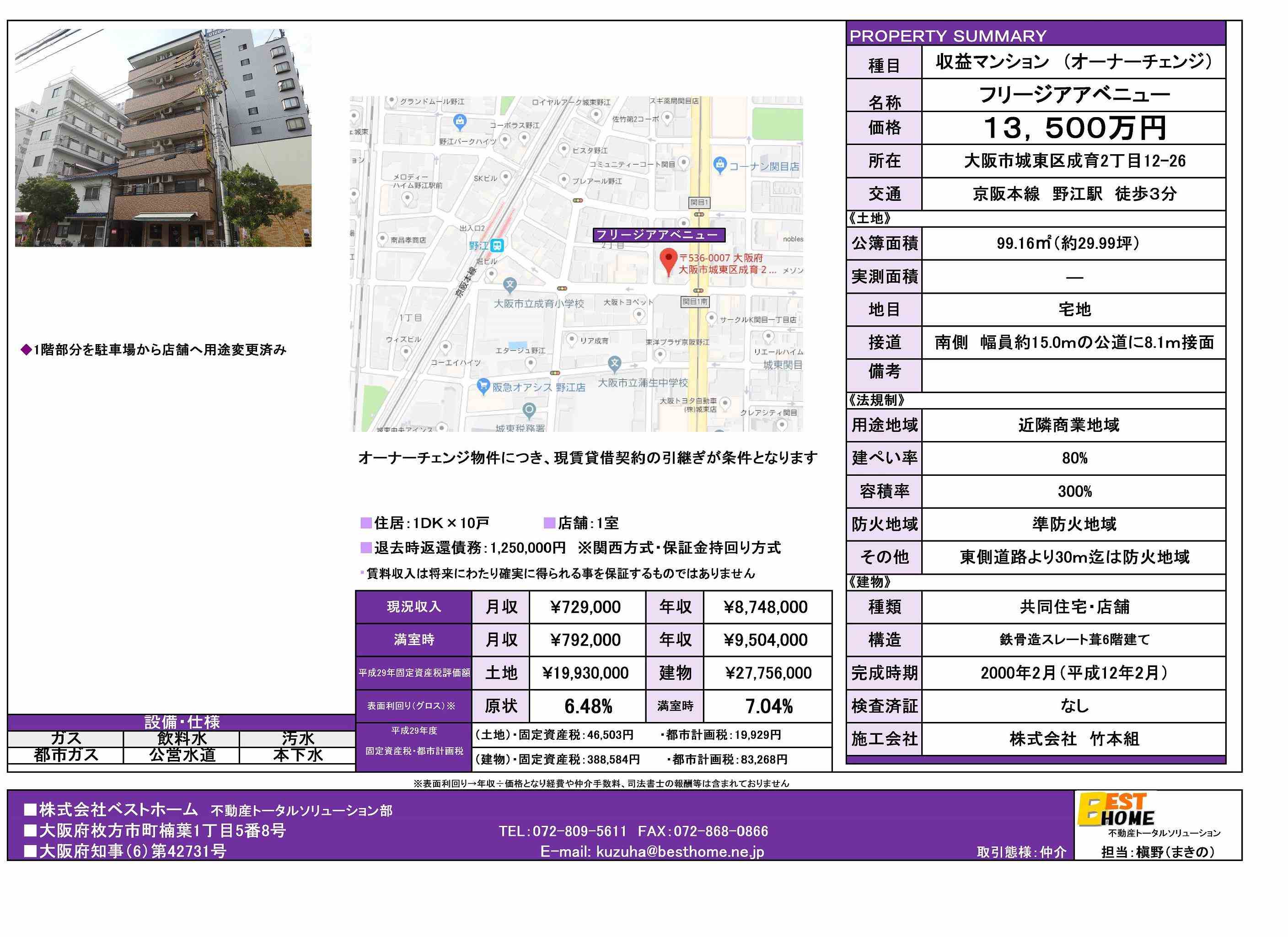 大阪市の収益一棟マンション 満室想定利回り7 04 が販売スタート くずはでお部屋探しならベストホームにお任せ